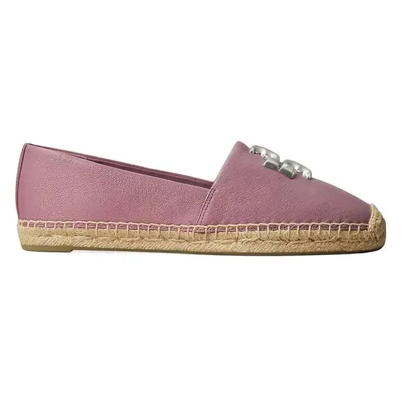 Tory Burch Eleanor Flats Women's US 11 Cipria Leather Slip On Espadrille ZAP719